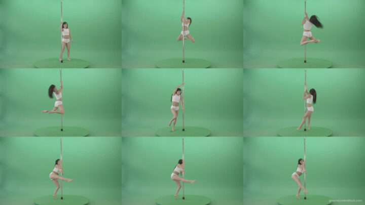 Small-Girl-make-spin-pole-fly-isolated-on-green-screen-4K-Video-Footage--1920 Green Screen Stock
