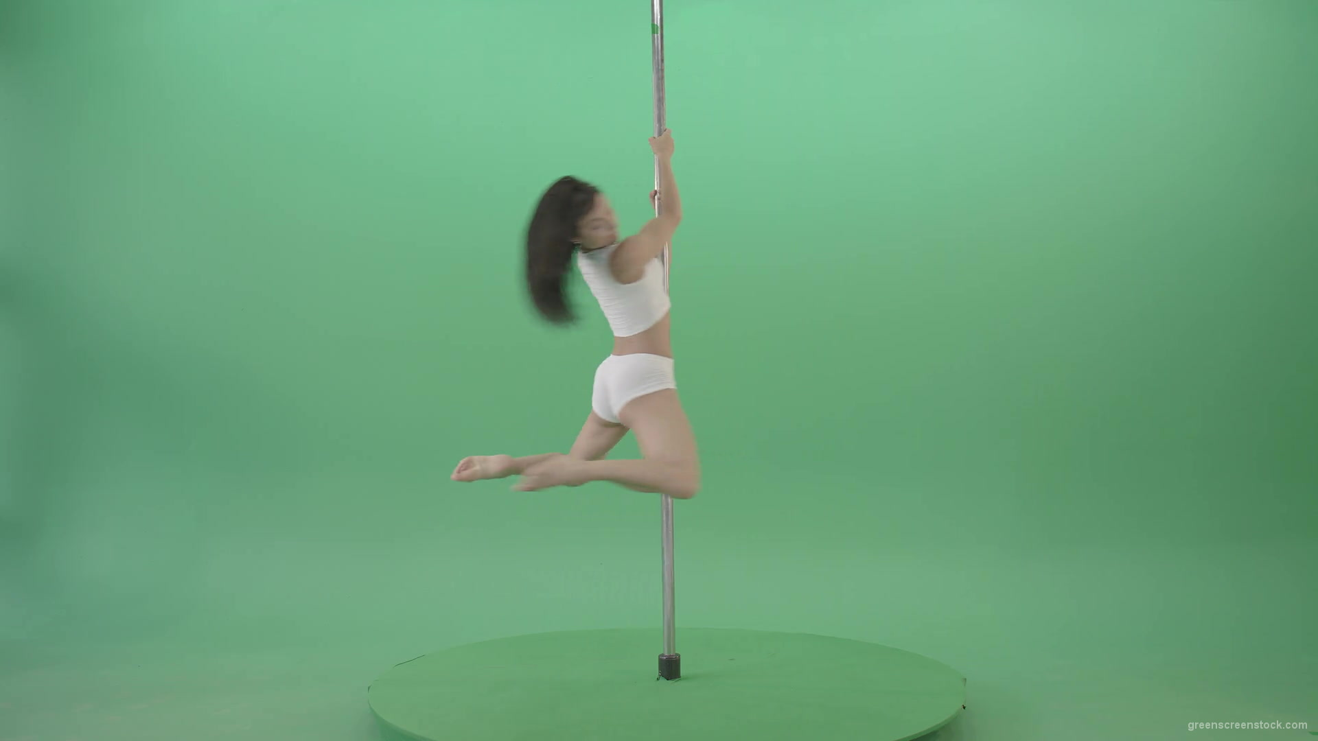 Small-Girl-make-spin-pole-fly-isolated-on-green-screen-4K-Video-Footage--1920_004 Green Screen Stock