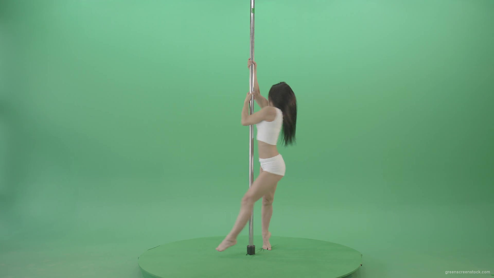 Small-Girl-make-spin-pole-fly-isolated-on-green-screen-4K-Video-Footage--1920_006 Green Screen Stock