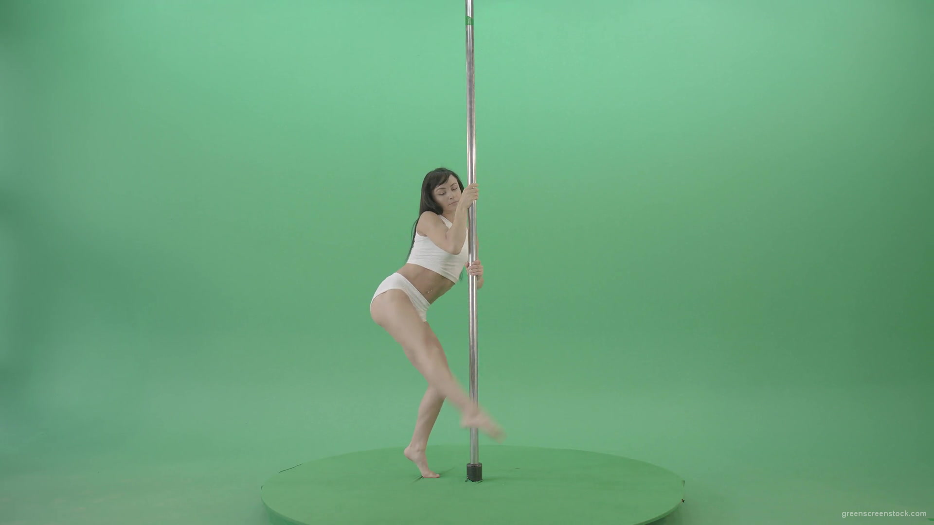 Small-Girl-make-spin-pole-fly-isolated-on-green-screen-4K-Video-Footage--1920_009 Green Screen Stock