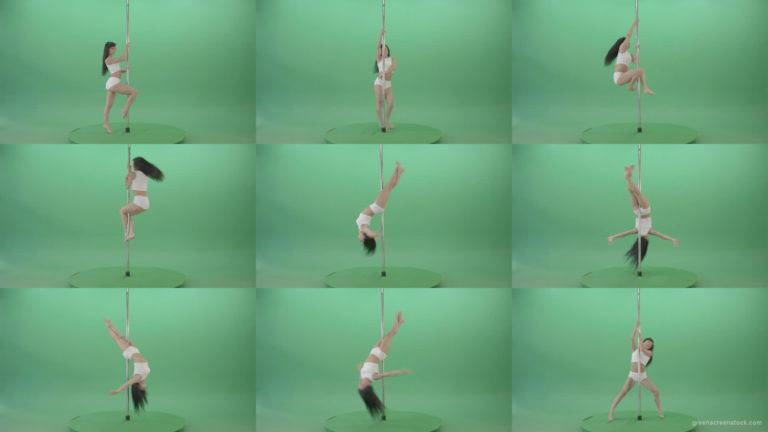 Sport-Fit-Girl-spinning-on-pole-making-acrobatic-element-on-green-screen-1920 Green Screen Stock