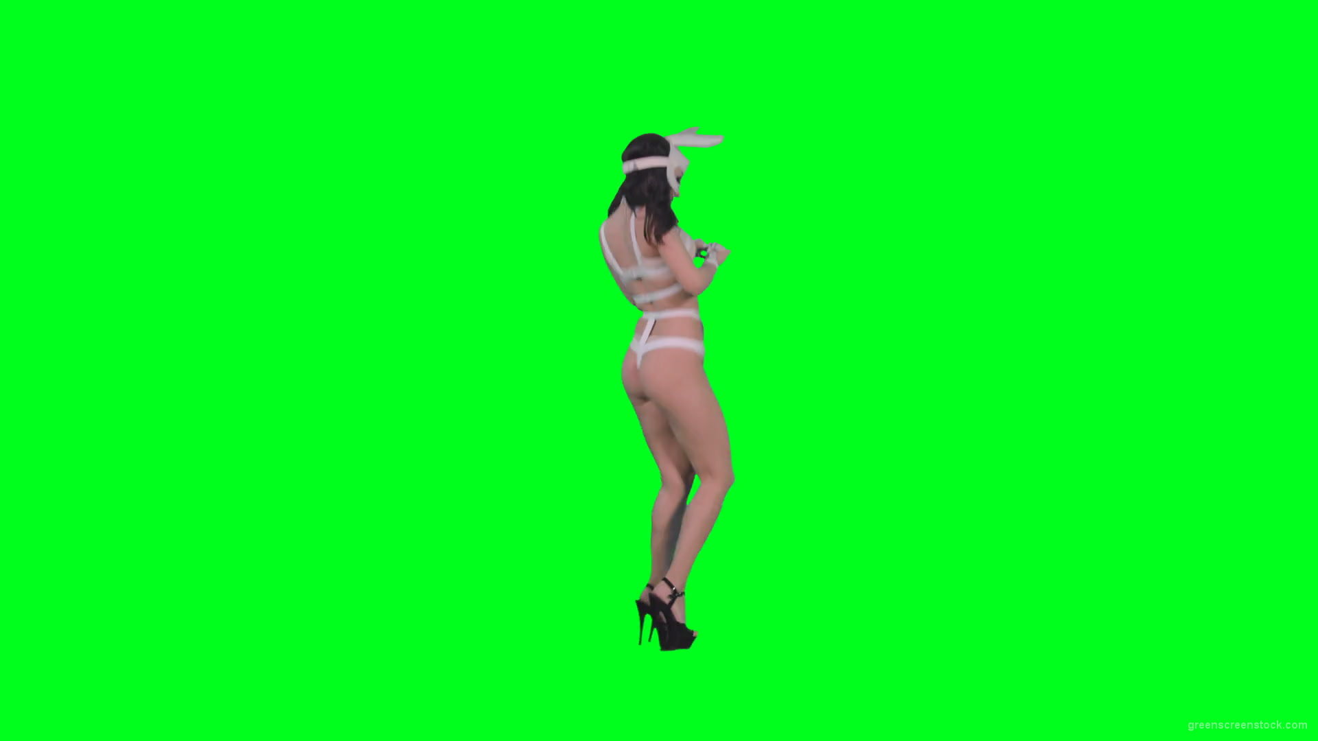 Young-girl-in-rabbit-costume-jumping-and-spinning-on-green-screen-4K-Video-Footage-1920_005 Green Screen Stock