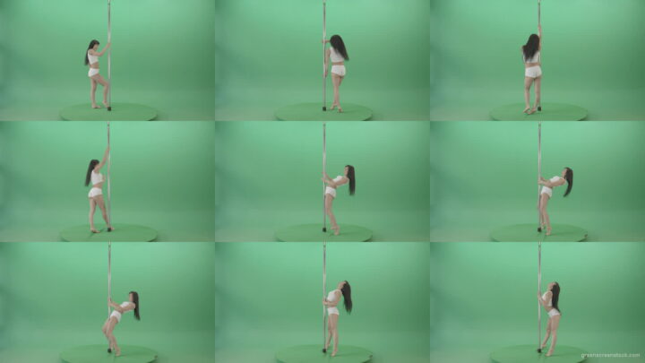 Young-girl-waving-her-body-near-pole-in-white-underwear-on-green-screen-1920 Green Screen Stock