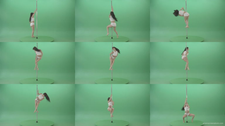 Young-woman-spinning-in-pole-dance-on-green-screen-1920 Green Screen Stock