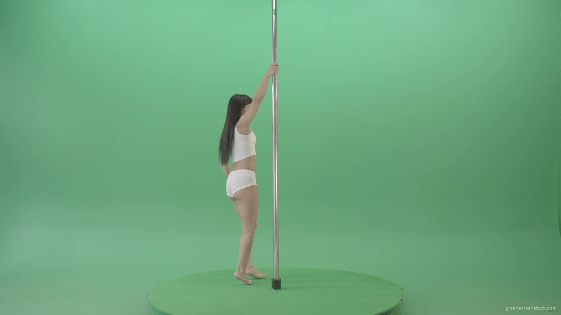 Young-woman-spinning-in-pole-dance-on-green-screen-1920_001 Green Screen Stock