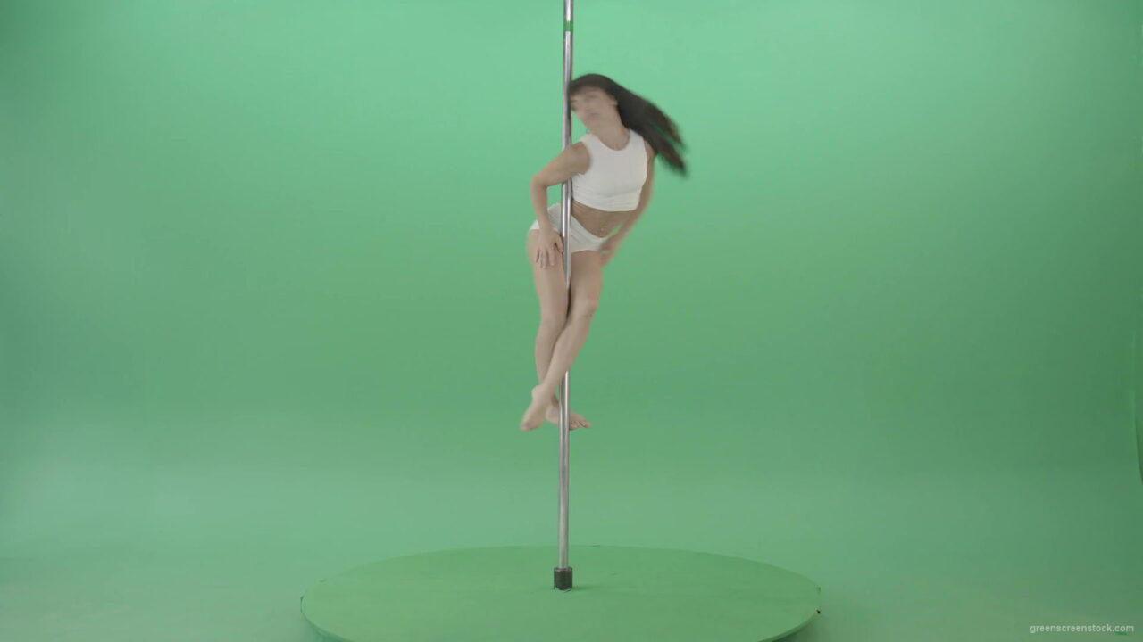 Young-woman-spinning-in-pole-dance-on-green-screen-1920_005 Green Screen Stock