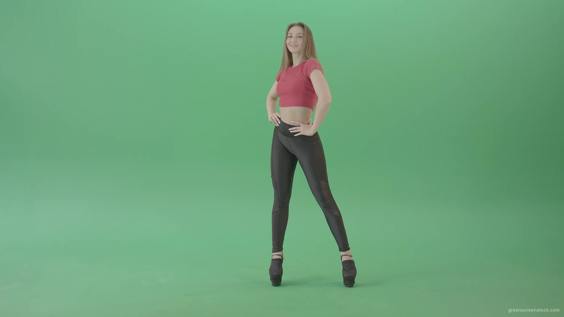 Advertising-Girl-posing-in-front-view-full-size-on-green-screen-4K-Video-Footage-1920_004 Green Screen Stock