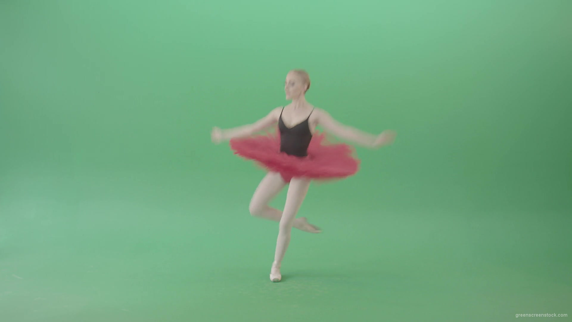 Ballet-girl-in-green-screen-in-red-black-costume-dancing-classic-dance-4K-Video-Footage-1920_009 Green Screen Stock