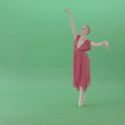 Blonde-girl-in-red-dress-dancing-classical-ballet-on-green-screen-4K-video-footage-1920_005 Green Screen Stock