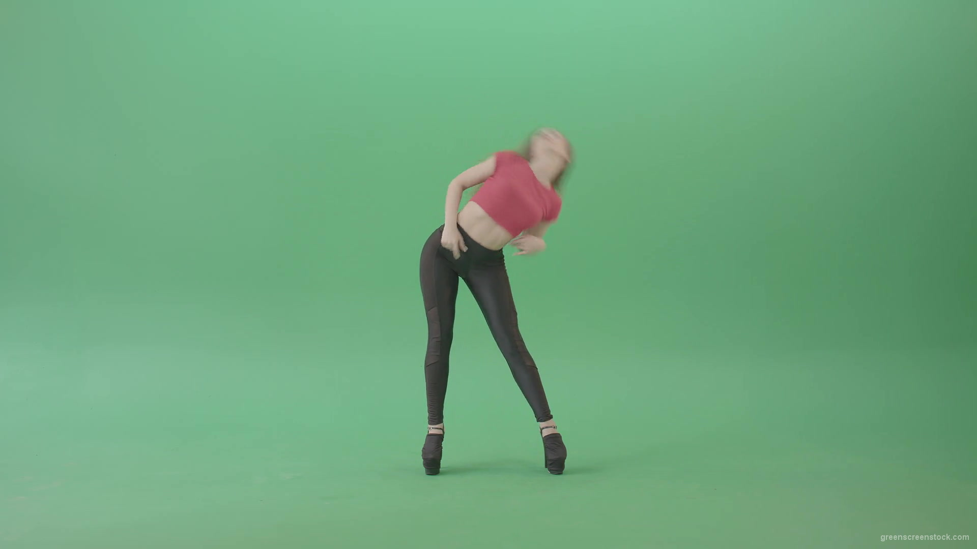 Body-wave-by-strip-dance-girl-on-green-screen-chromakey-4K-Video-Footage-1920_009 Green Screen Stock