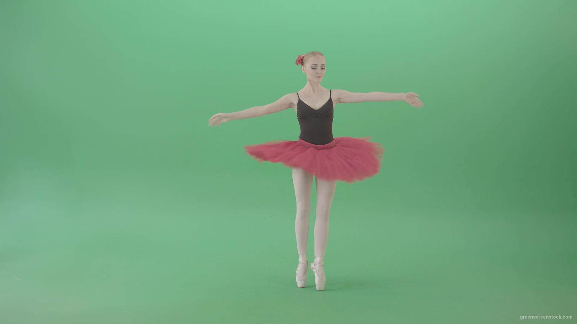 Classical-Ballerina-girl-dancing-red-black-ballet-on-green-screen-4K-Video-Footage-1920_002 Green Screen Stock