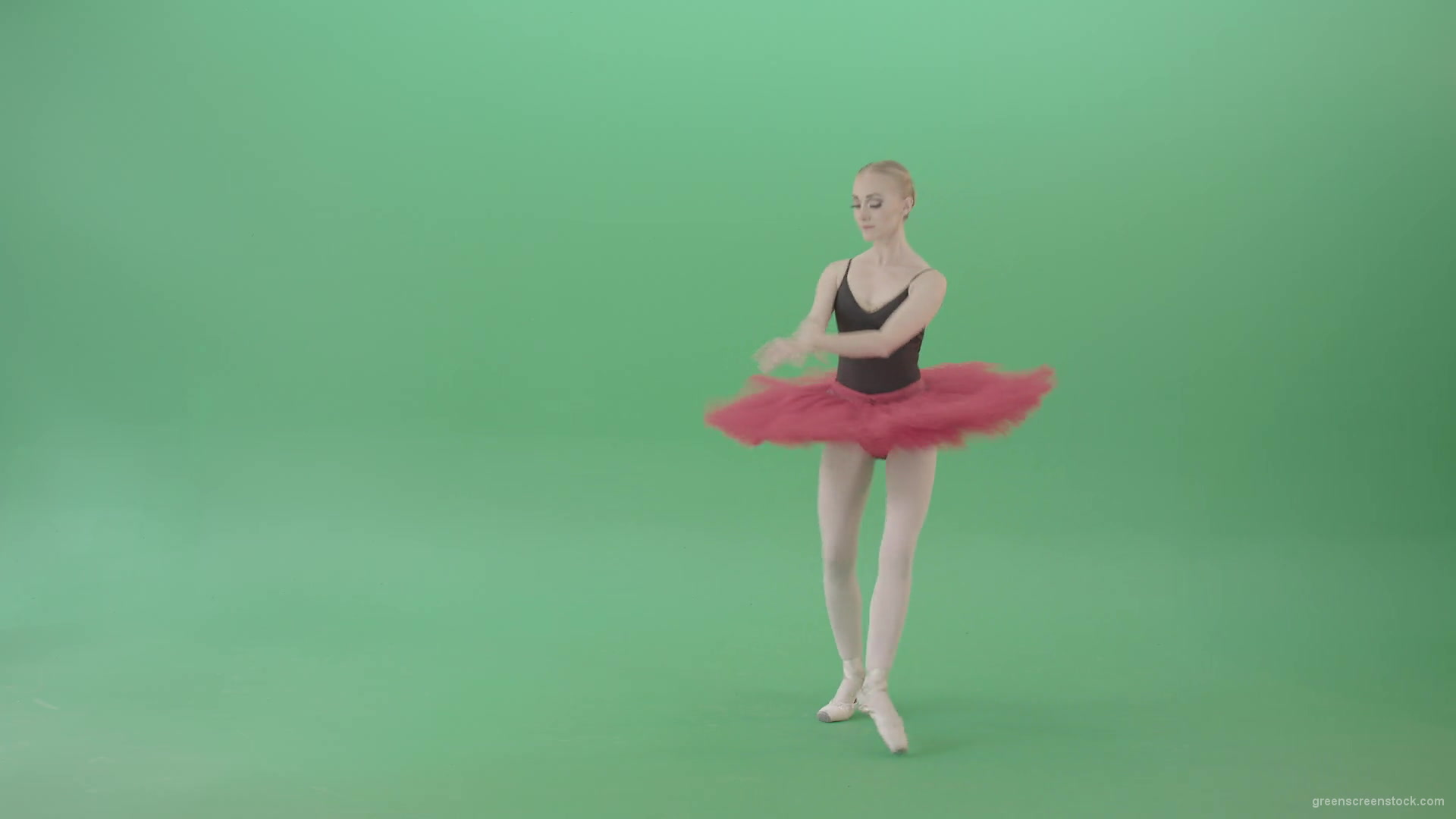Classical-Ballerina-girl-dancing-red-black-ballet-on-green-screen-4K-Video-Footage-1920_005 Green Screen Stock