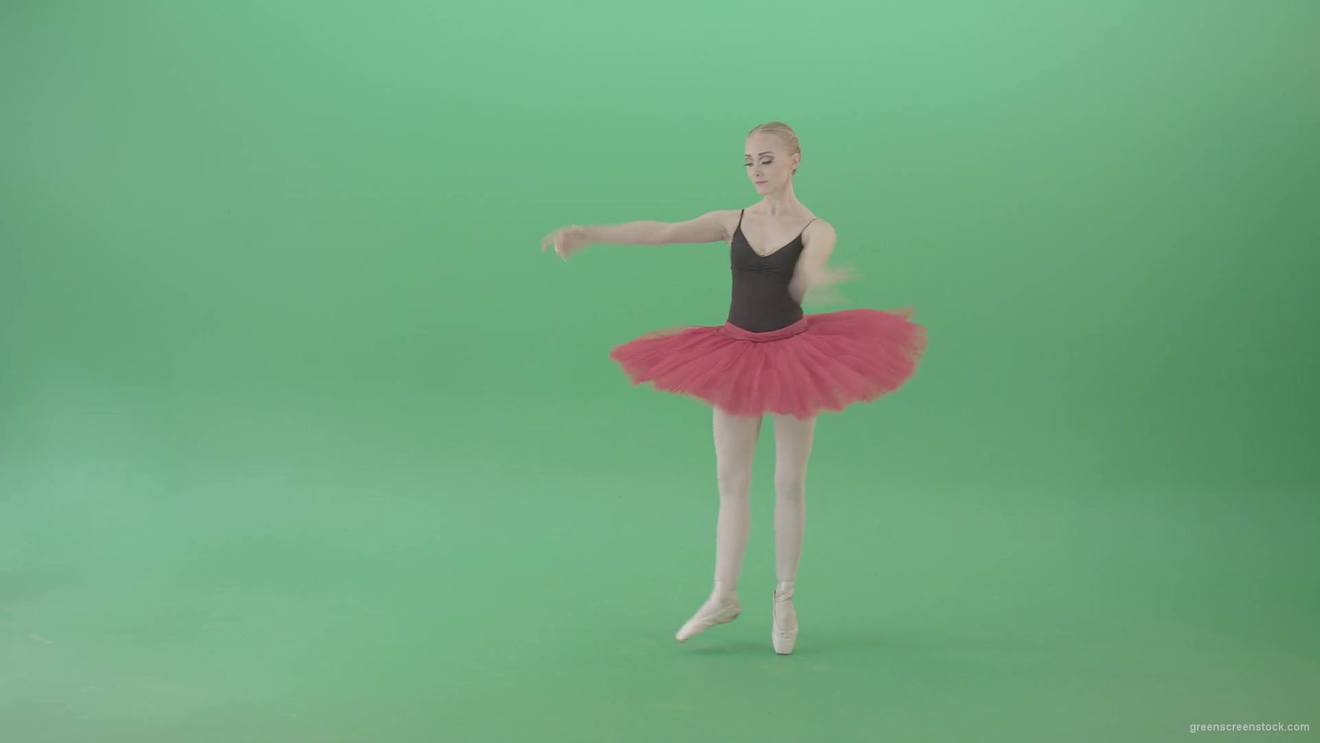 Classical-Ballerina-girl-dancing-red-black-ballet-on-green-screen-4K-Video-Footage-1920_006 Green Screen Stock