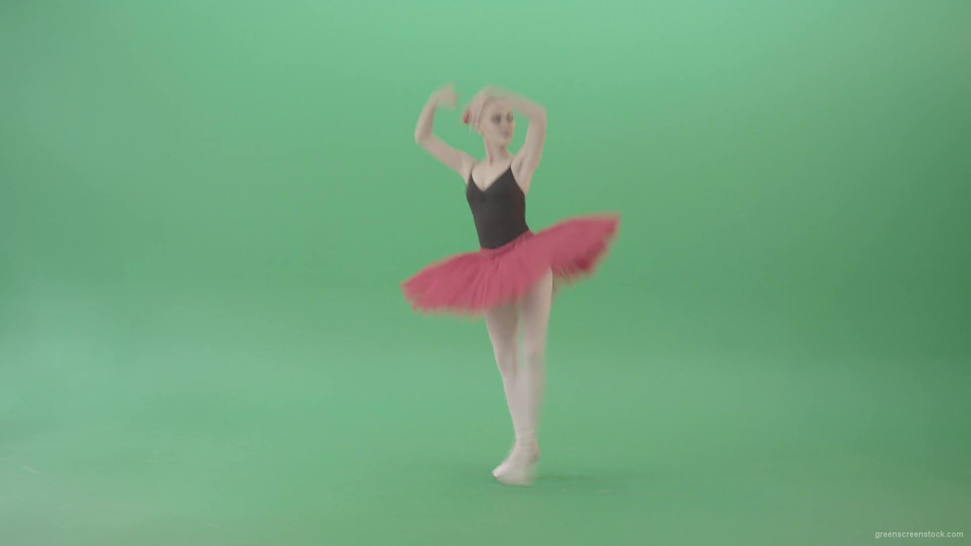 Classical-Ballerina-girl-dancing-red-black-ballet-on-green-screen-4K-Video-Footage-1920_007 Green Screen Stock