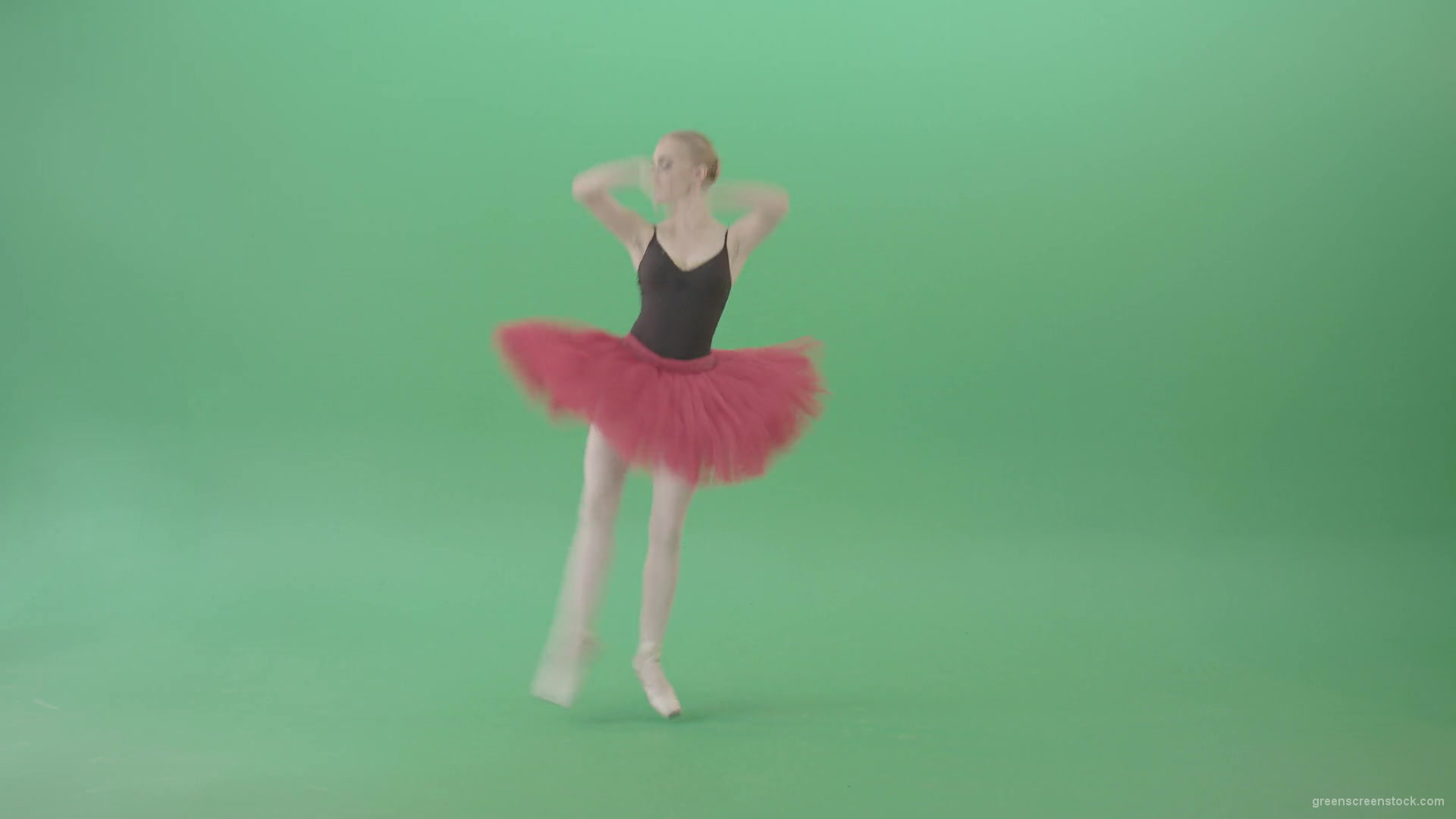 Classical-Ballerina-girl-dancing-red-black-ballet-on-green-screen-4K-Video-Footage-1920_008 Green Screen Stock