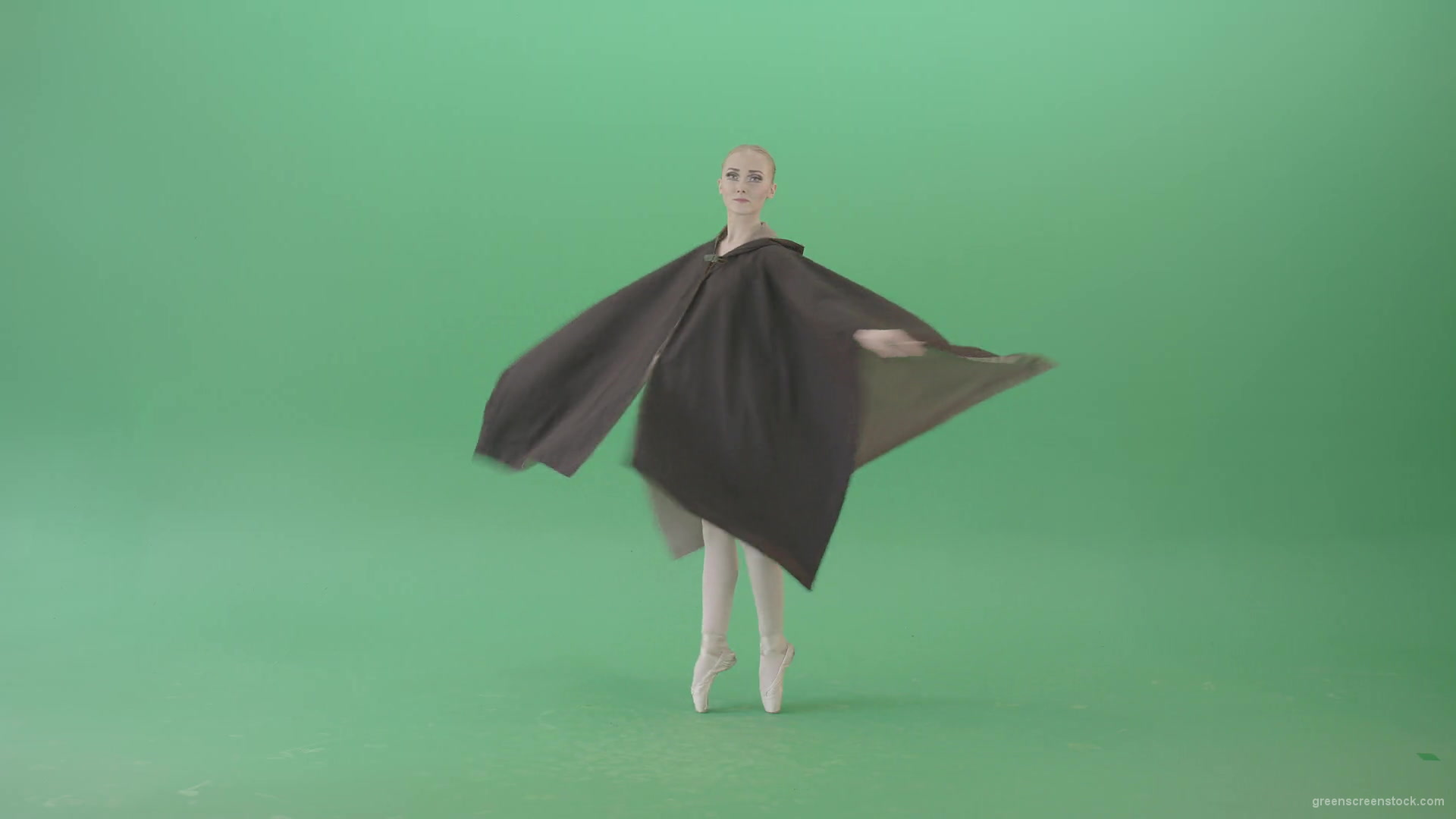 vj video background Green-Screen-Ballet-Girl-spinning-in-black-Mantle-cloak-4K-Video-Footage-1920_003