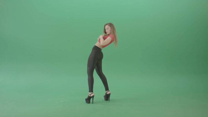 Sexy woman dancing on green screen 4K video footage