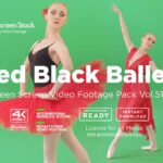 Red Black Ballet dancing girl – Green Screen Video Footage Pack