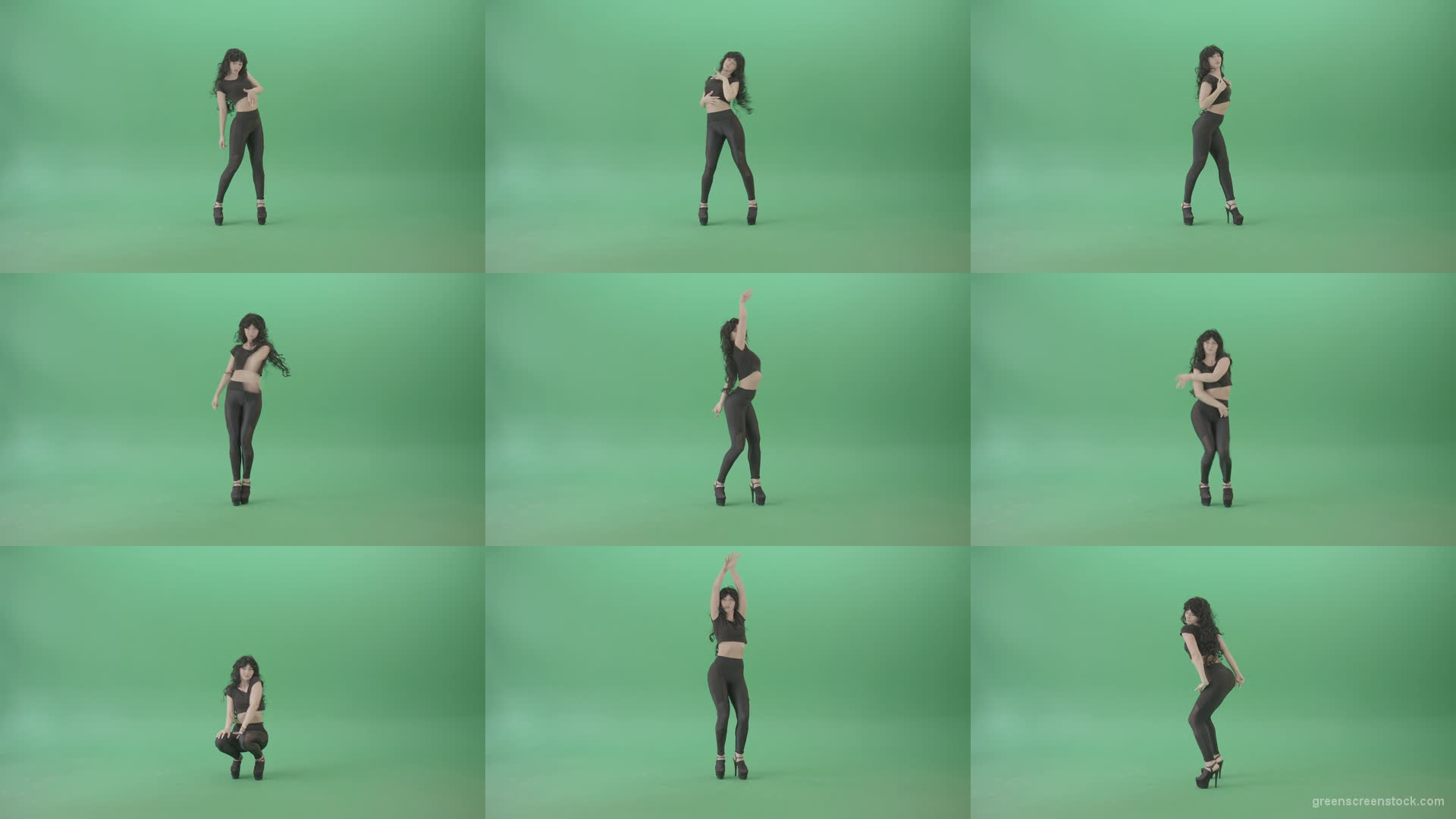 Green-Screen-Woman-in-black-latex-dress-sexy-dancing-4K-Video-Footage-1920 Green Screen Stock