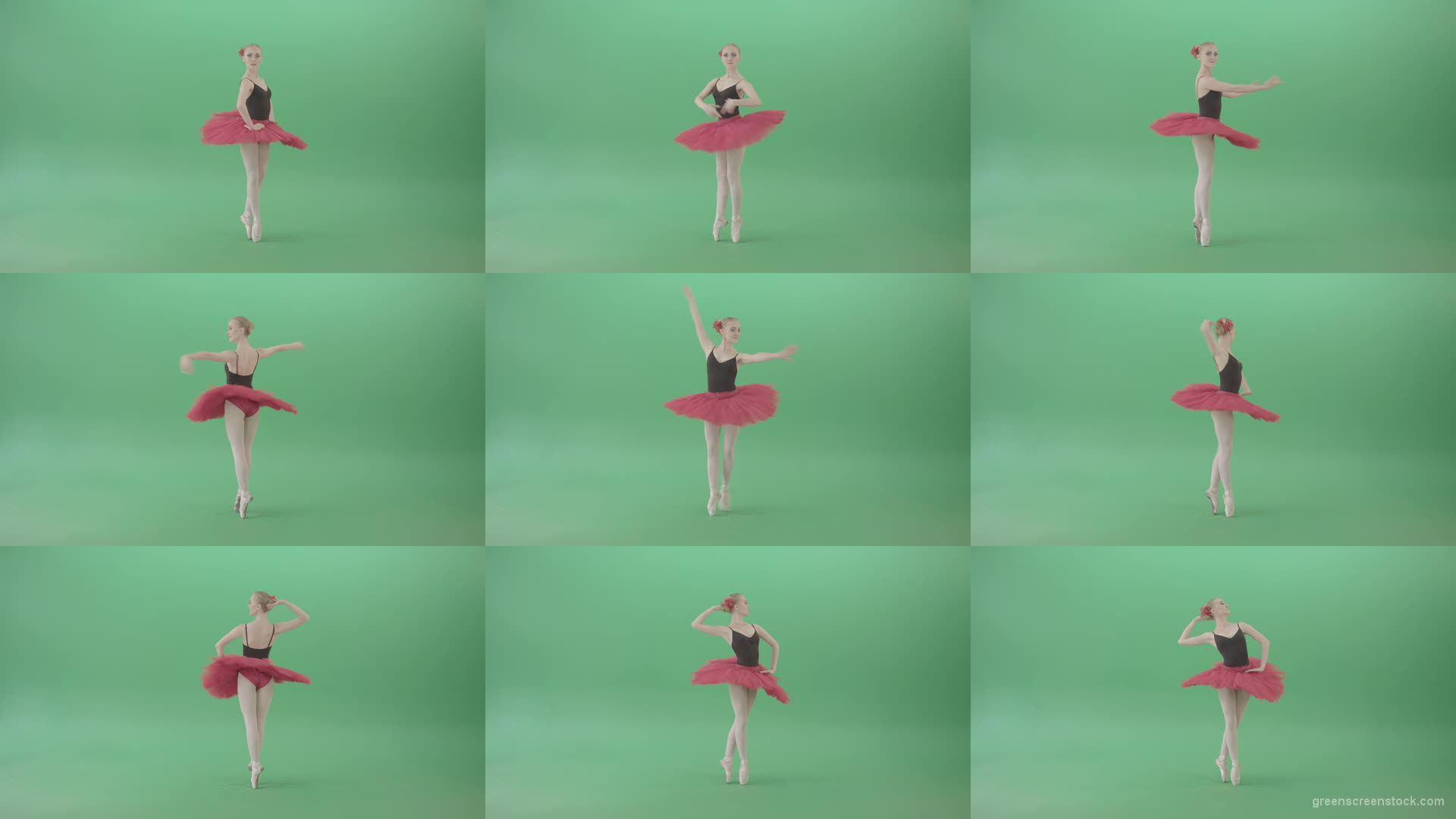 Happy-smiling-ballet-girl-ballerina-spinning-in-dance-on-green-screen-4K-Video-Footage-1920 Green Screen Stock