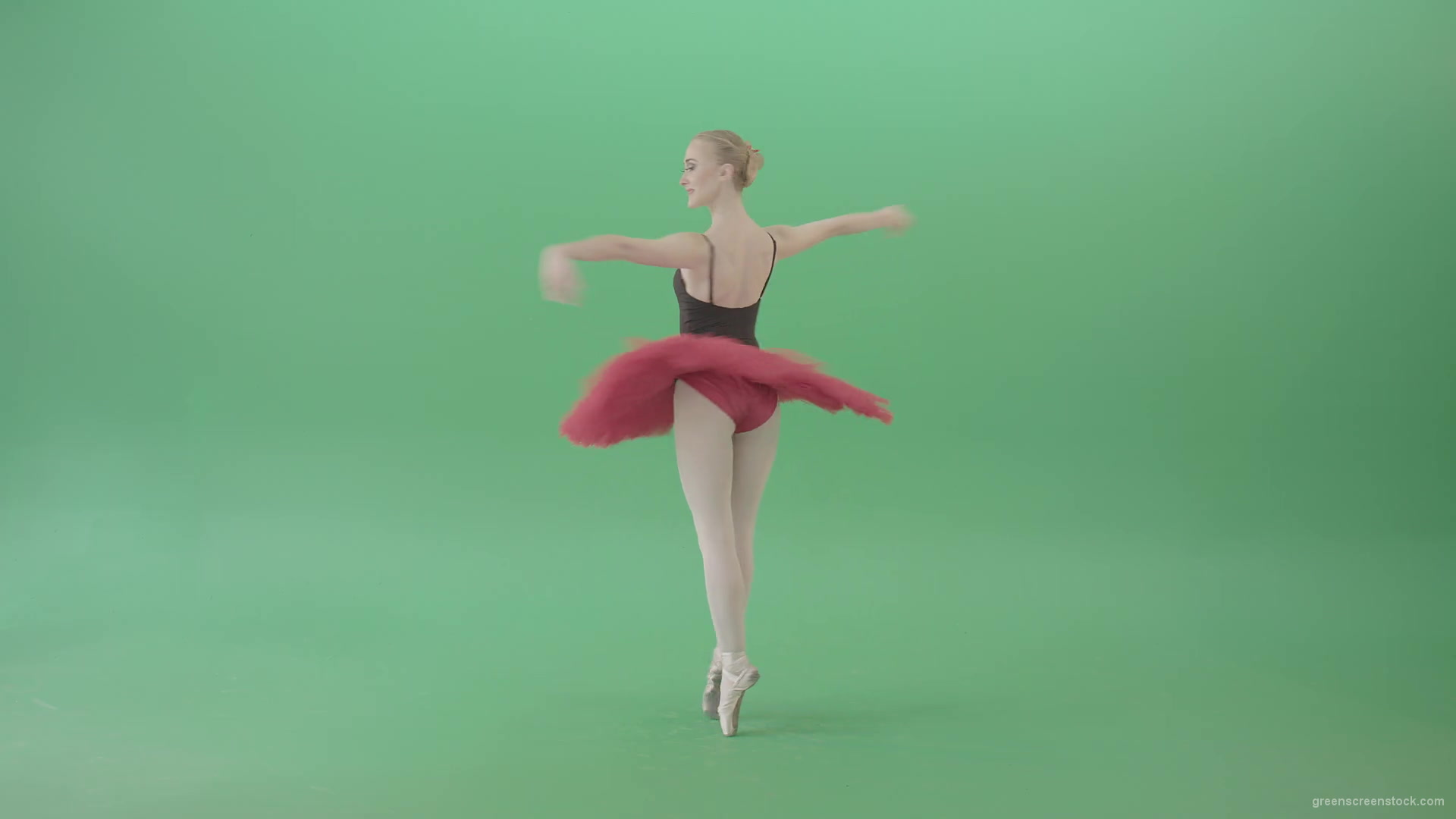 Happy-smiling-ballet-girl-ballerina-spinning-in-dance-on-green-screen-4K-Video-Footage-1920_004 Green Screen Stock