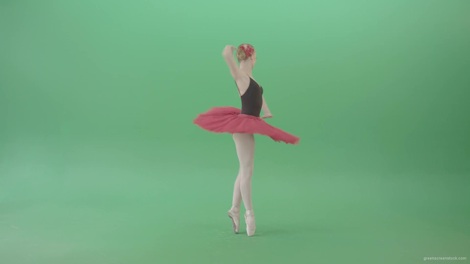 Happy-smiling-ballet-girl-ballerina-spinning-in-dance-on-green-screen-4K-Video-Footage-1920_006 Green Screen Stock