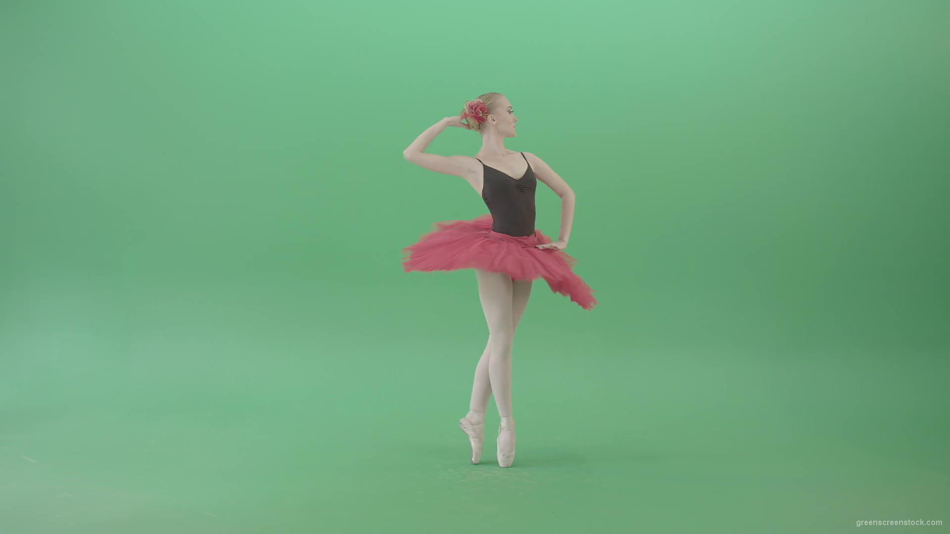 Happy-smiling-ballet-girl-ballerina-spinning-in-dance-on-green-screen-4K-Video-Footage-1920_008 Green Screen Stock