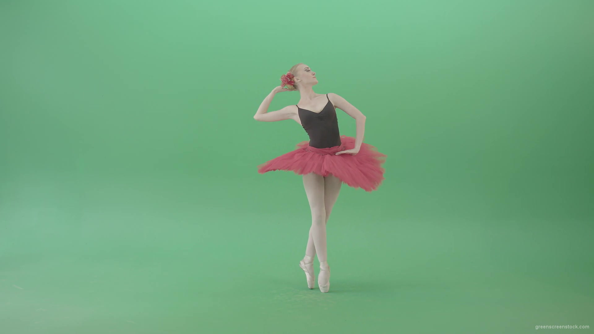 Happy-smiling-ballet-girl-ballerina-spinning-in-dance-on-green-screen-4K-Video-Footage-1920_009 Green Screen Stock