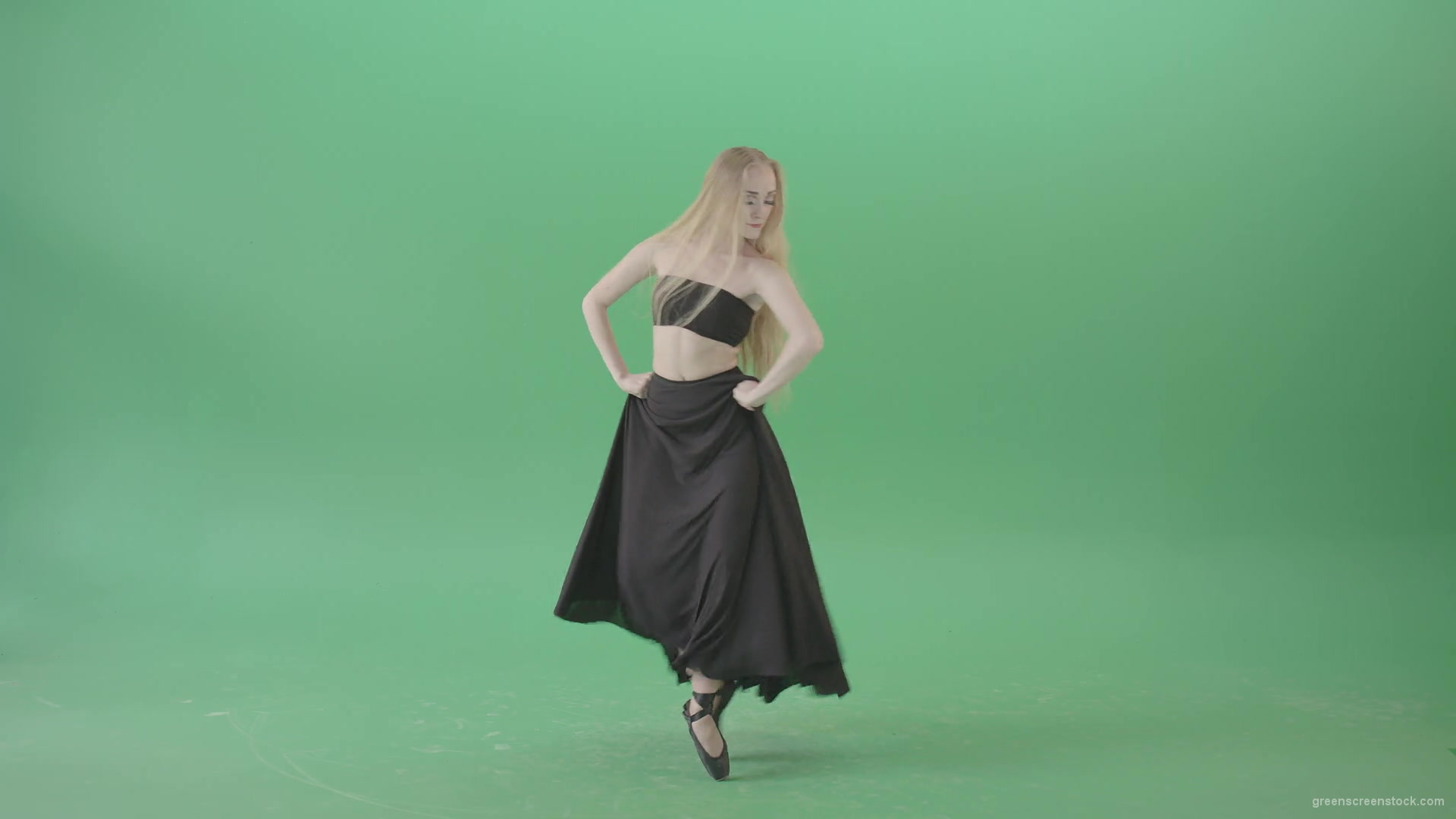 Hot-passion-ballet-girl-in-black-dress-dancing-on-green-screen-4K-Video-Footage-1920_007 Green Screen Stock