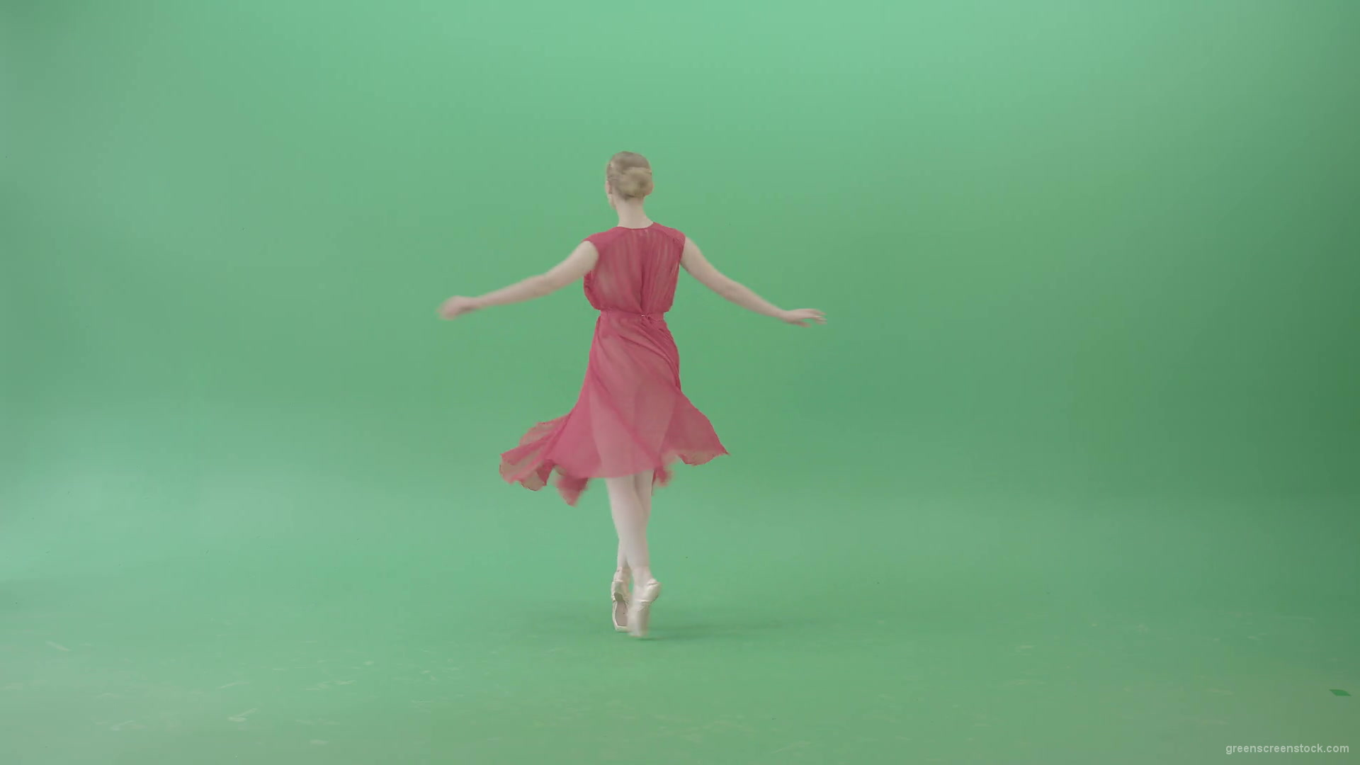 Light-Ballet-dancing-girl-in-red-wind-dress-spinning-on-green-screen-4K-Video-Footage-1920_006 Green Screen Stock