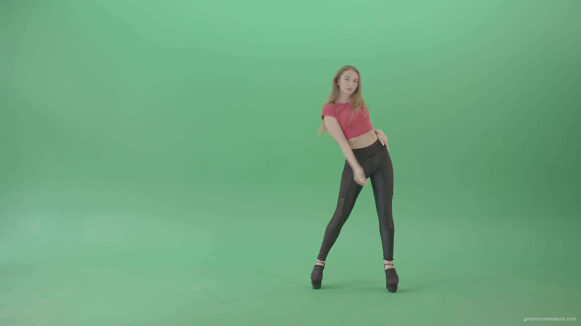 Passion-sexy-girl-on-green-screen-in-red-posing-strip-dance-4K-Video-Footage-1920_008 Green Screen Stock
