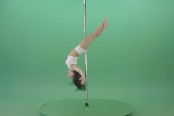 Pole-Dance-Strip-Girl-in-white-on-Green-Screen-Video-Footage-4K