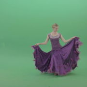 Royal-princess-girl-makes-reverence-and-spinning-in-violet-dress-on-green-screen-4K-Video-Footage-1920_008 Green Screen Stock