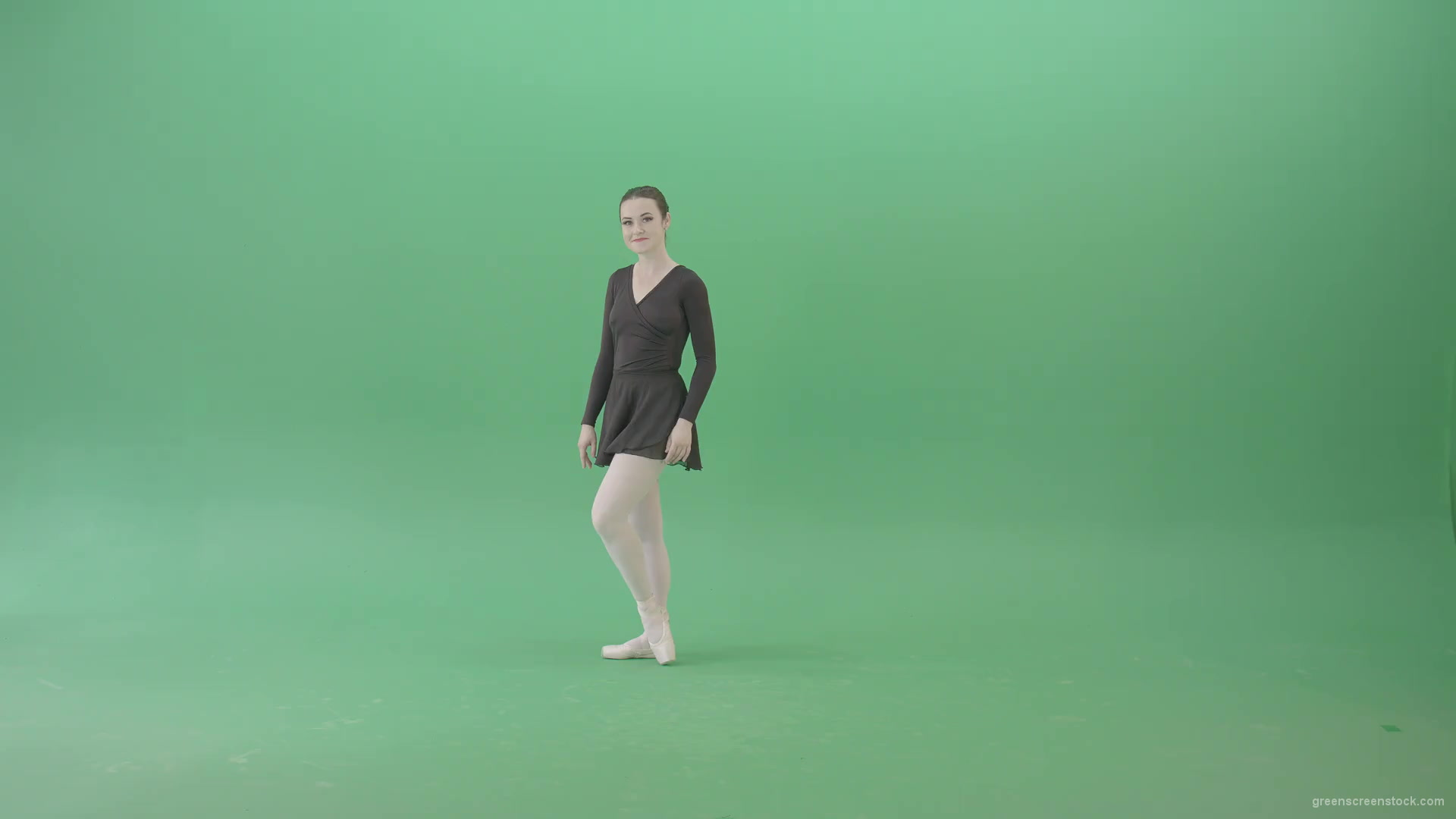 Russian-ballet-dancing-girl-in-black-body-wear-dress-dancing-isolated-on-green-screen-4K-Video-Footage-1920_001 Green Screen Stock