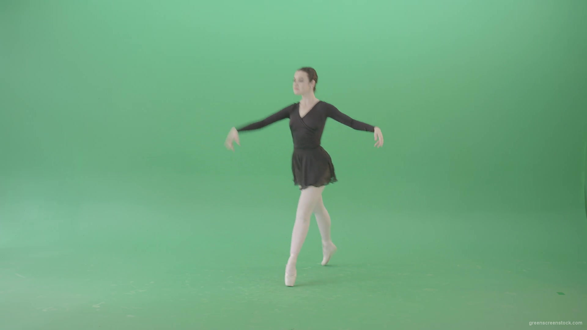 Russian-ballet-dancing-girl-in-black-body-wear-dress-dancing-isolated-on-green-screen-4K-Video-Footage-1920_005 Green Screen Stock