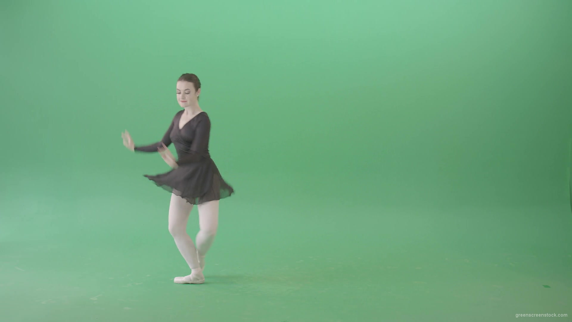 Russian-ballet-dancing-girl-in-black-body-wear-dress-dancing-isolated-on-green-screen-4K-Video-Footage-1920_006 Green Screen Stock