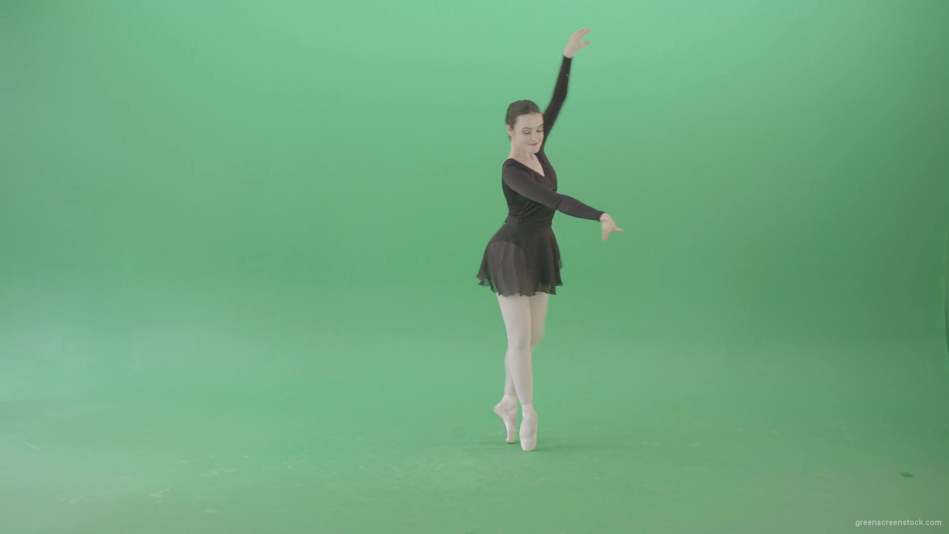 Russian-ballet-dancing-girl-in-black-body-wear-dress-dancing-isolated-on-green-screen-4K-Video-Footage-1920_007 Green Screen Stock