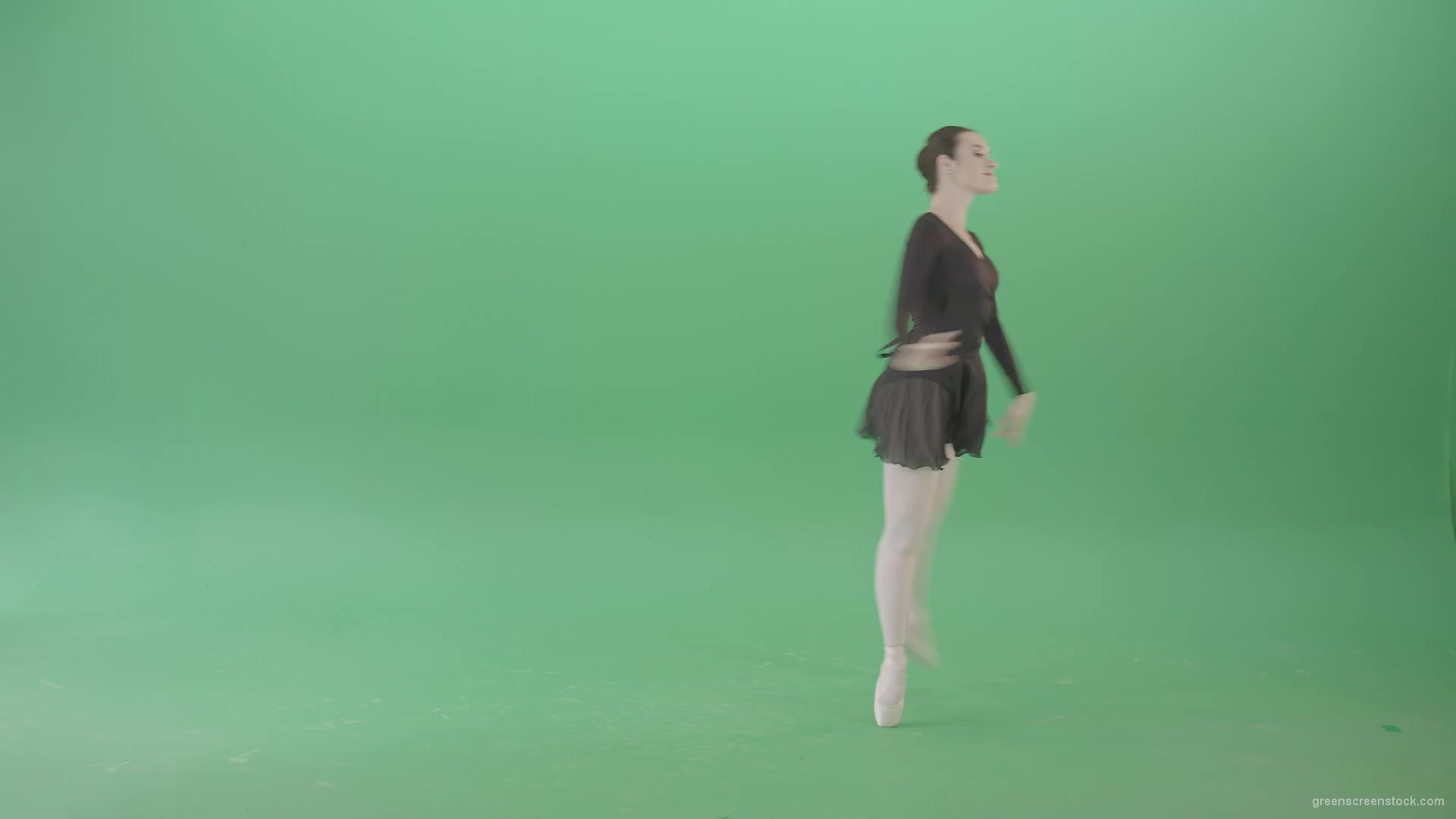 Russian-ballet-dancing-girl-in-black-body-wear-dress-dancing-isolated-on-green-screen-4K-Video-Footage-1920_008 Green Screen Stock