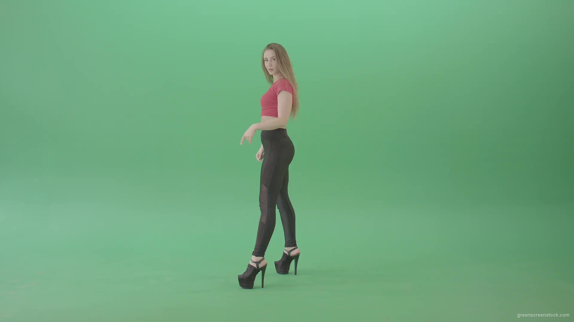 Sexy-posing-girl-showing-buts-and-dancing-on-green-screen-4K-Video-Footage-1920_001 Green Screen Stock