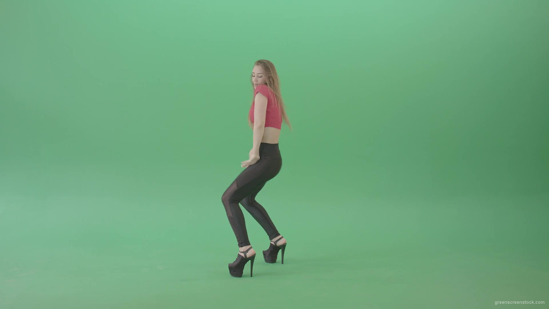 Sexy-posing-girl-showing-buts-and-dancing-on-green-screen-4K-Video-Footage-1920_007 Green Screen Stock