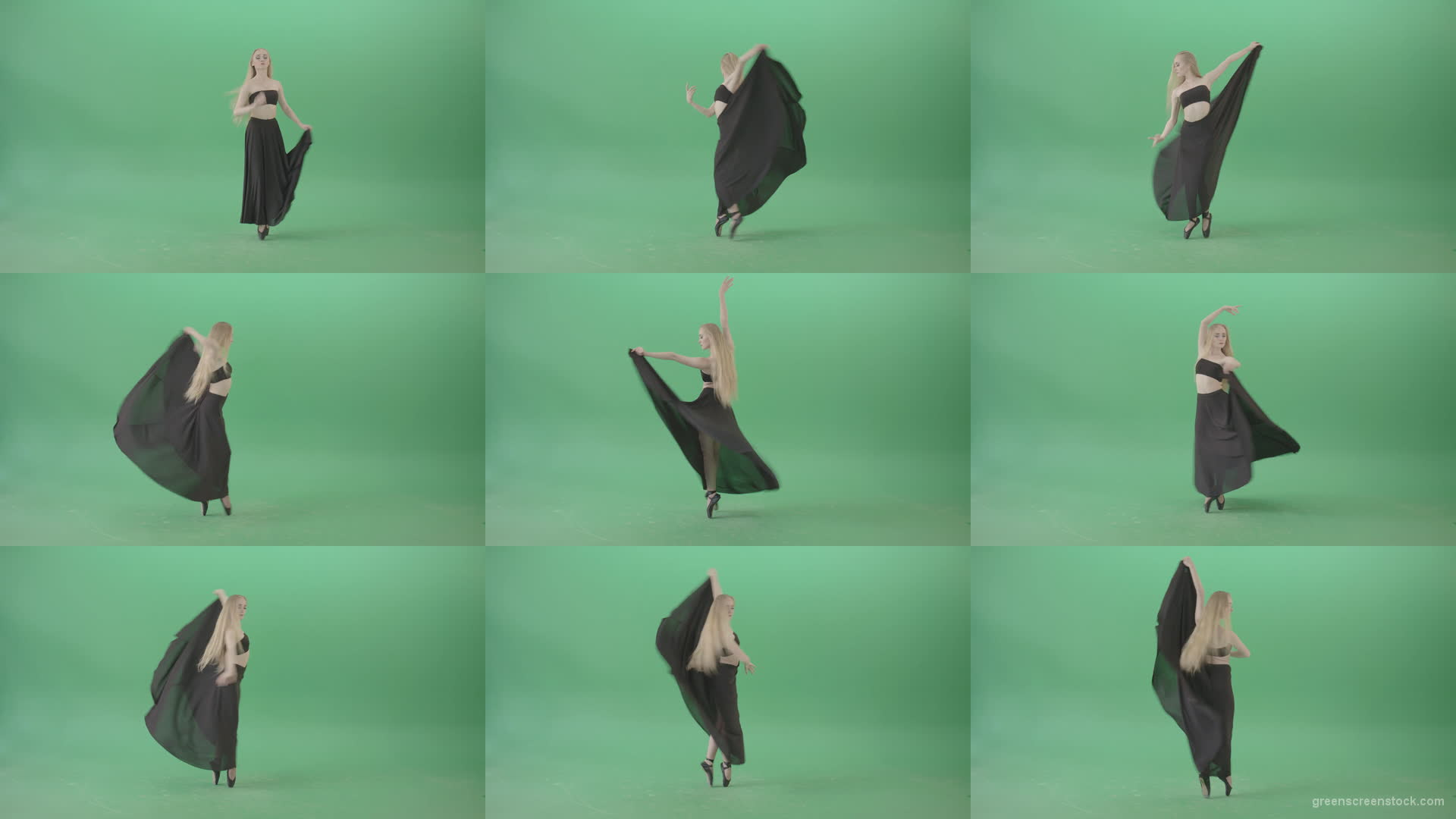 Spinning-isolated-on-green-screen-ballet-young-woman-ballerin-in-black-costume-4K-Video-Footage-1920 Green Screen Stock