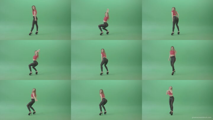 Young-woman-making-squat-on-green-screen-dancing-sexy-moves-4K-Video-Footage-1920 Green Screen Stock
