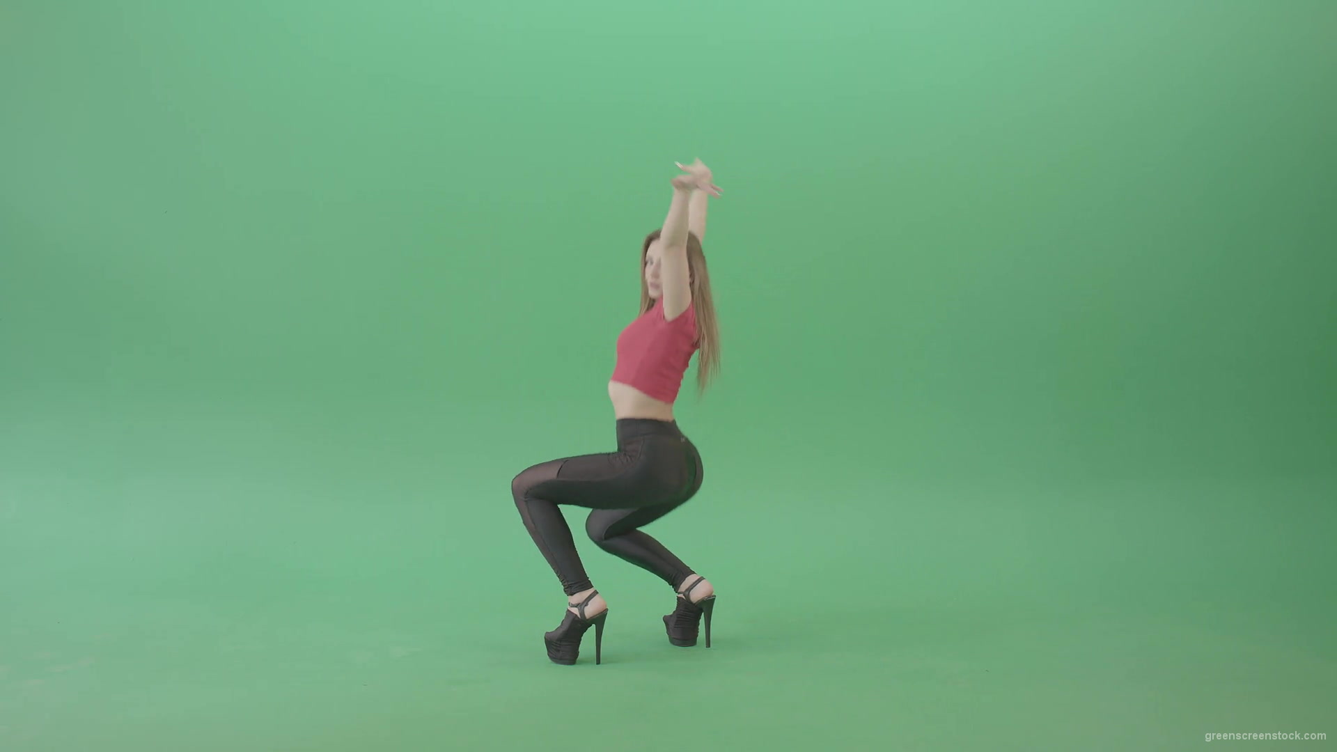 Young-woman-making-squat-on-green-screen-dancing-sexy-moves-4K-Video-Footage-1920_002 Green Screen Stock