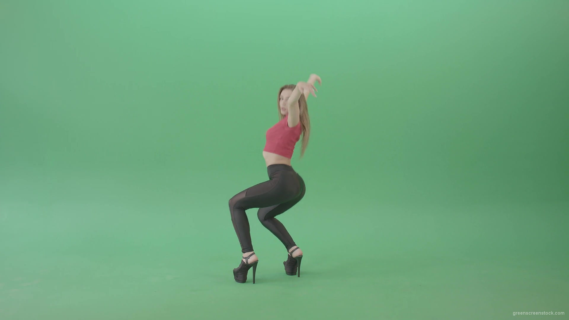 Young-woman-making-squat-on-green-screen-dancing-sexy-moves-4K-Video-Footage-1920_004 Green Screen Stock