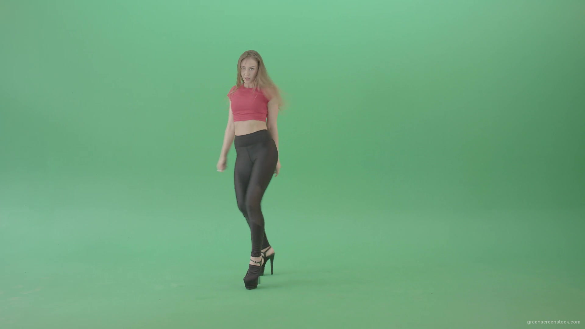 Young-woman-making-squat-on-green-screen-dancing-sexy-moves-4K-Video-Footage-1920_006 Green Screen Stock