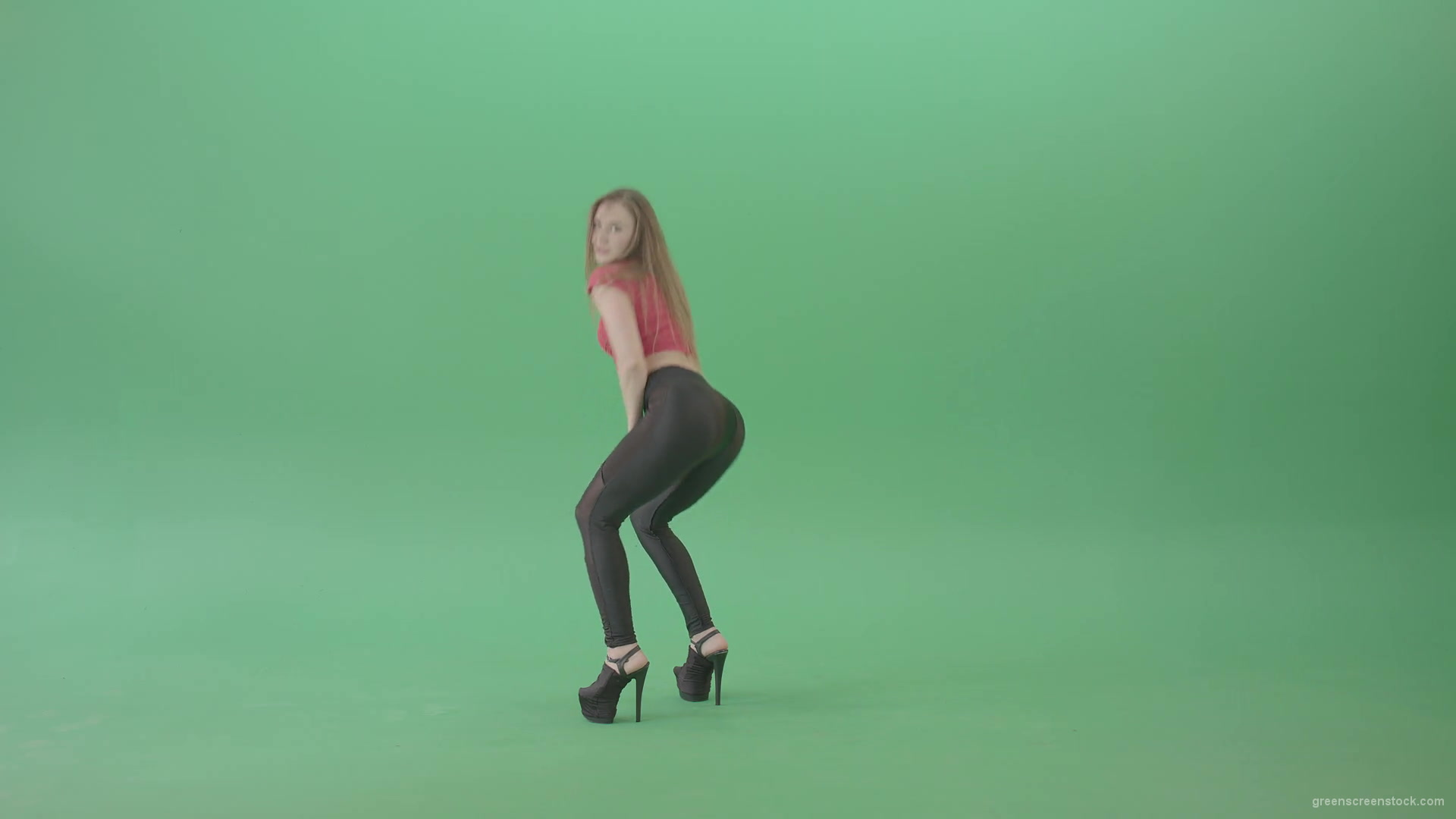 Young-woman-making-squat-on-green-screen-dancing-sexy-moves-4K-Video-Footage-1920_008 Green Screen Stock
