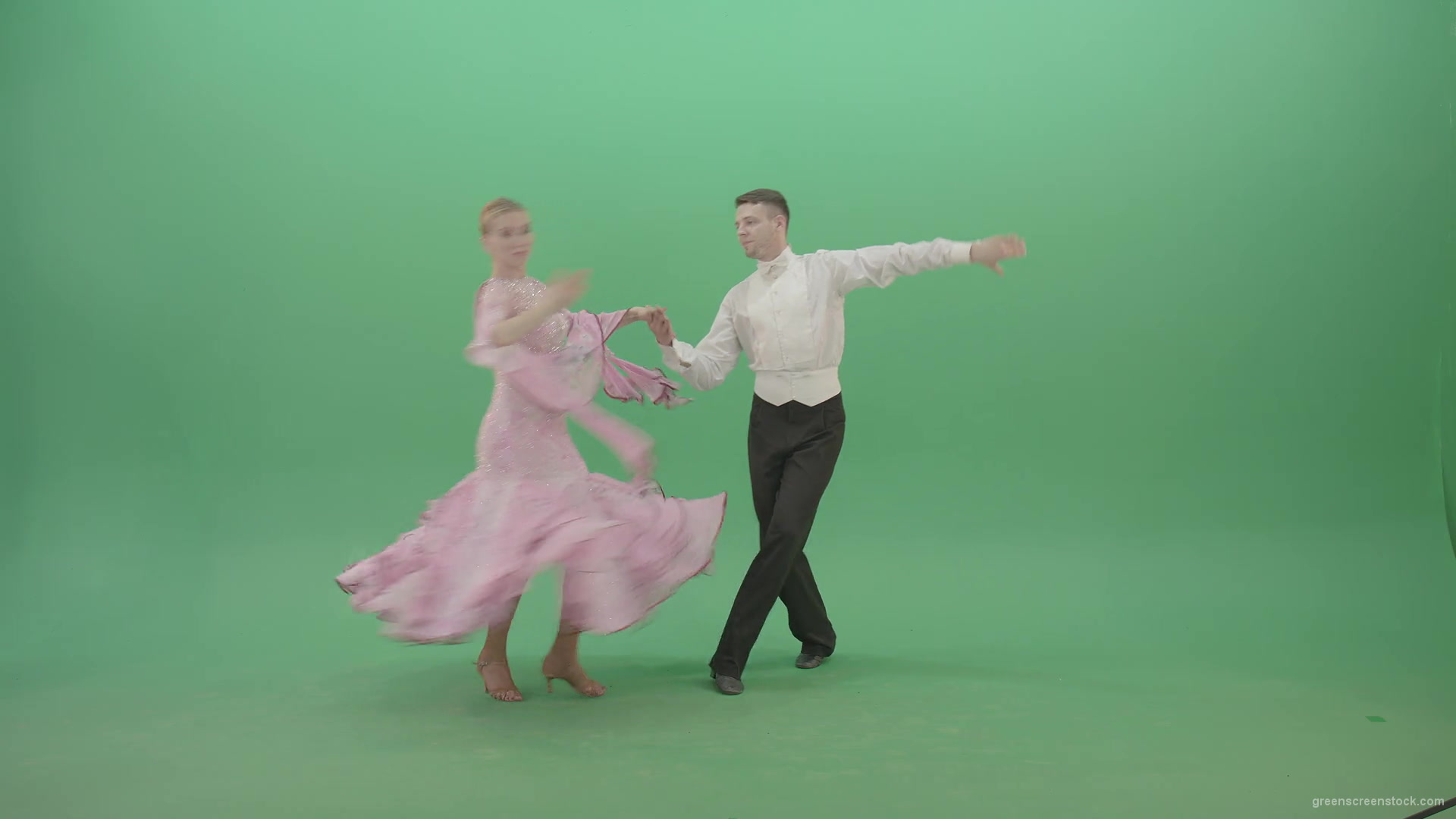 Luxury-ballroom-dance-partners-spinning-on-green-screen-making-open-element-4K-Video-Footage-1920_004 Green Screen Stock