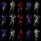 Fire-Man-in-Different-Flowers-Trio-on-Black-Ultra-HD-Video-Art-Video-VJ-Loop-gxcidy-1920 Green Screen Stock