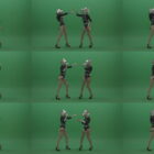 Metal-Panther-head-GoGo-girls-display-moves-over-chromakey-background-lljgvz-1920 Green Screen Stock