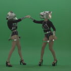 Metal-Panther-head-GoGo-girls-display-moves-over-chromakey-background-lljgvz-1920_001 Green Screen Stock